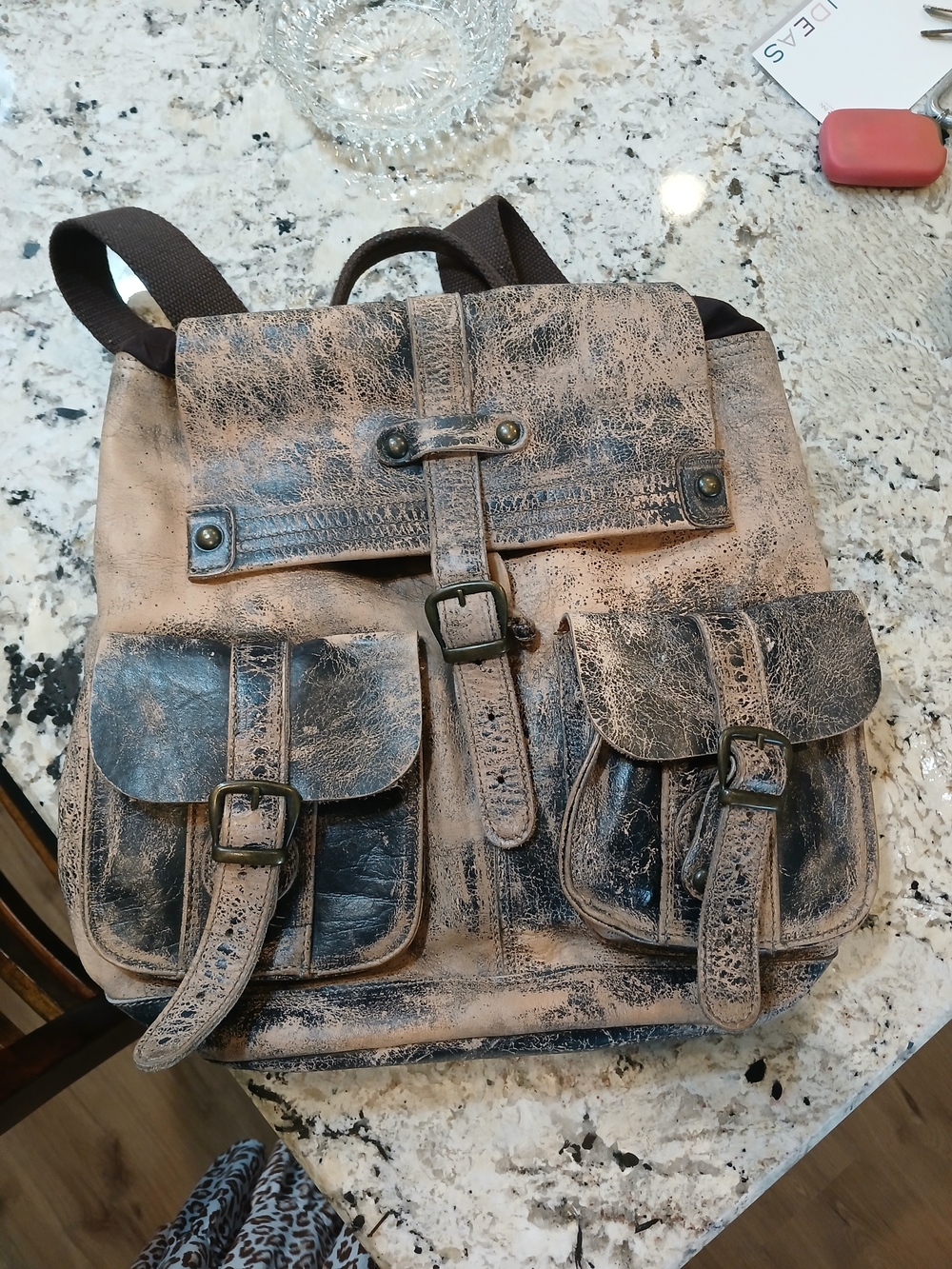 BED STU Distressed Leather JERICHO Brown Backpack - Picture 13 of 13